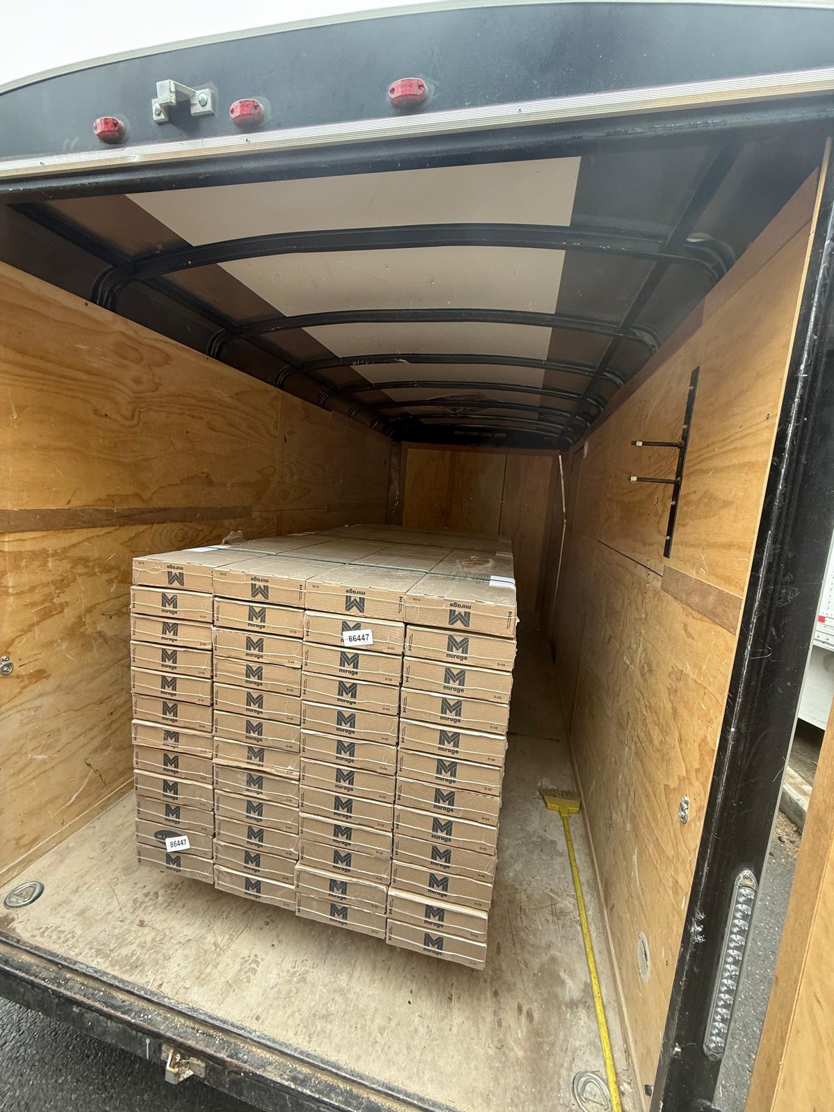 Trailer loaded with premium materials