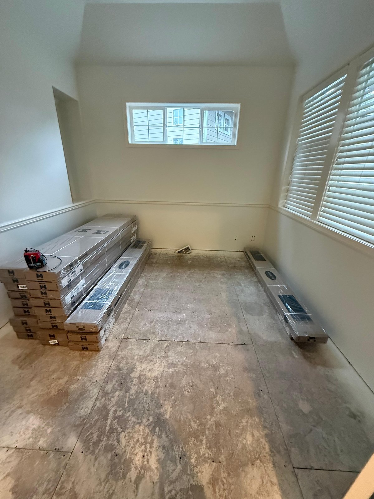 Materials staged inside the home