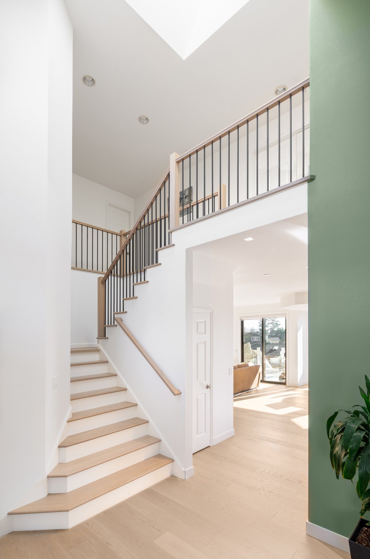 White oak treads with iron balusters